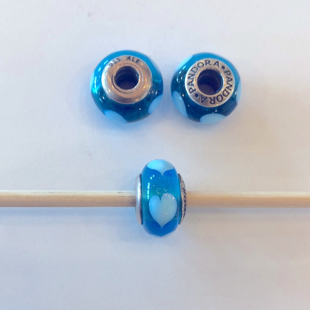 - Authentic Pandora Bead - Blue Glass heart